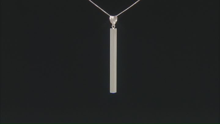 10K White Gold Polished Square Tubing Drop Pendant with 18 Inch Box Chain Video Thumbnail