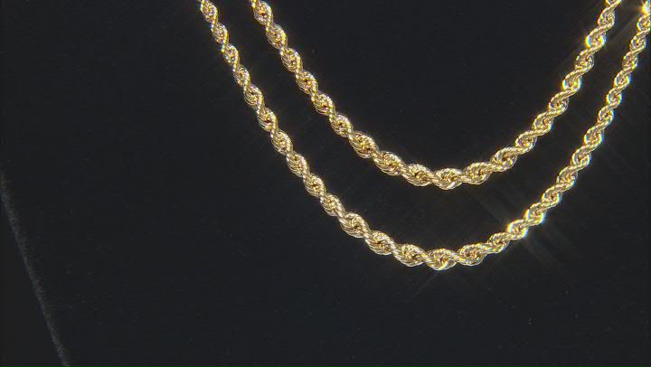 10K Yellow Gold Graduated Rope Chain 20 Inch Necklace Video Thumbnail