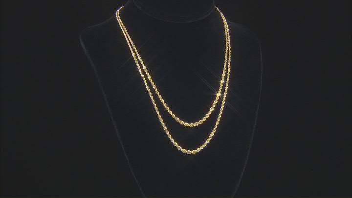 10K Yellow Gold Graduated Rope Chain 20 Inch Necklace Video Thumbnail