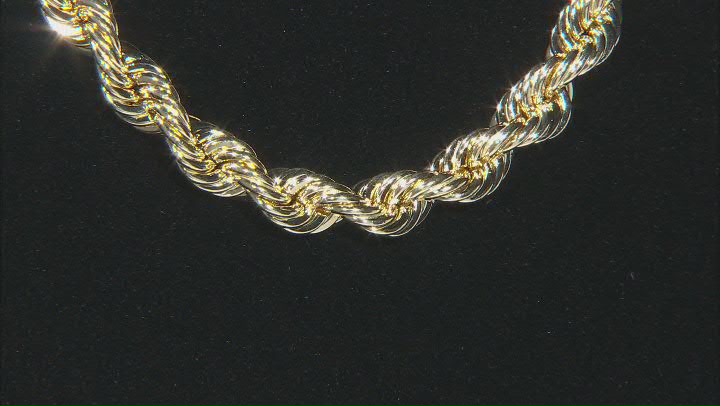10K Yellow Gold 6.9MM Rope Chain 24 Inch Necklace Video Thumbnail