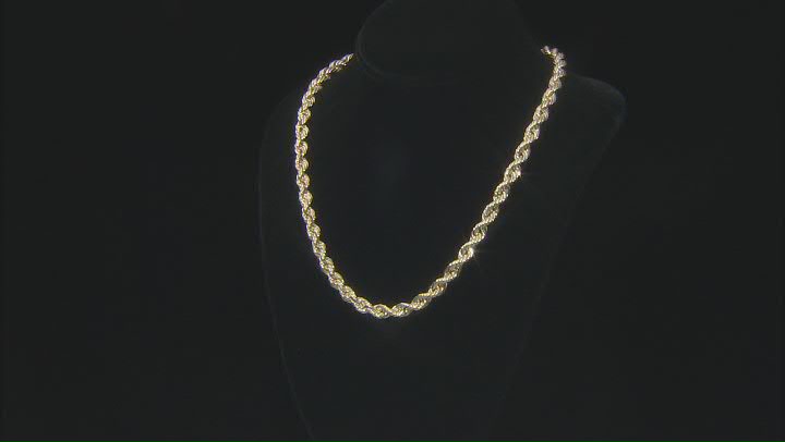 10K Yellow Gold 6.9MM Rope Chain 20 Inch Necklace Video Thumbnail