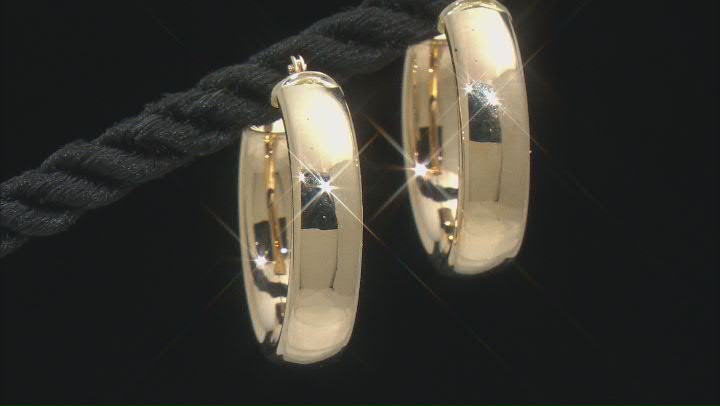 14K Yellow Gold Polished 20MM Round Tube Hoop Earrings Video Thumbnail