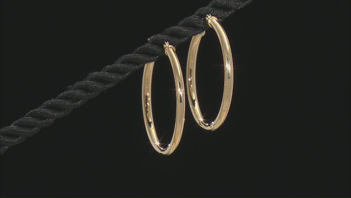 14K Yellow Gold 1x27MM Polished Tube Hoop Earrings Video Thumbnail