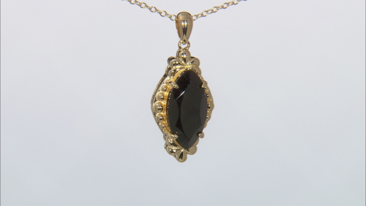 Black spinel 18k yellow gold over sterling silver pendant with chain 3 ...