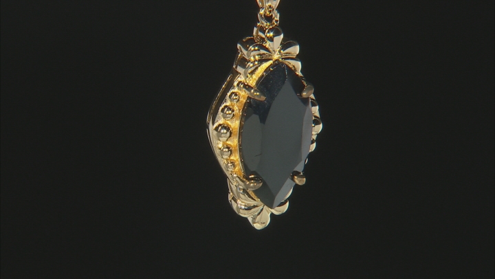 Black spinel 18k yellow gold over sterling silver pendant with chain 3.83ct Video Thumbnail