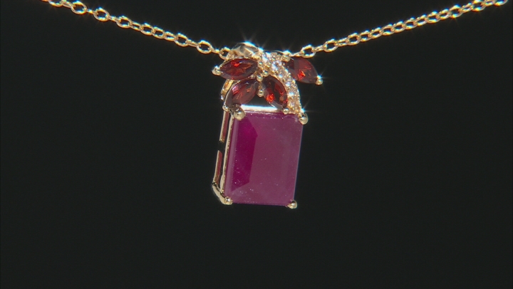 Red Ruby 18k Gold Over Silver Pendant with Chain 2.30ctw Video Thumbnail