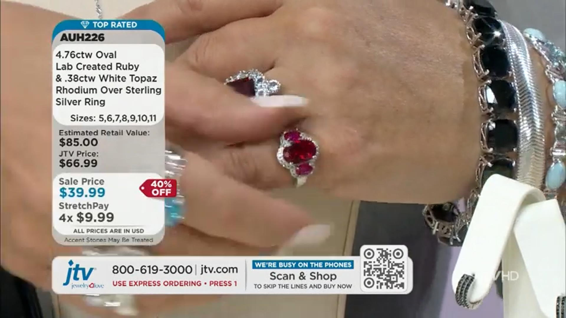 Red lab created ruby rhodium over silver ring 5.14ctw Video Thumbnail