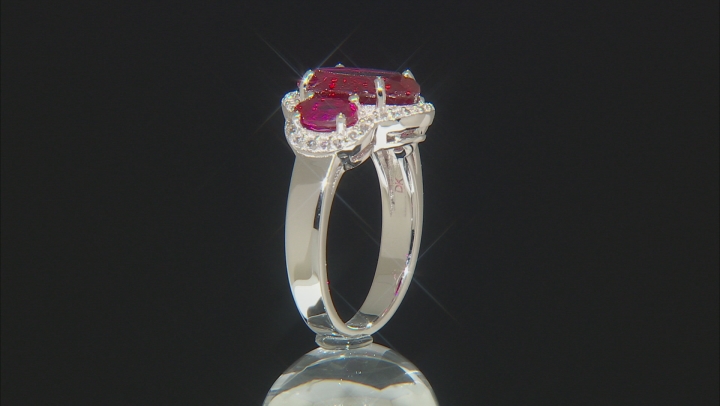 Red lab created ruby rhodium over silver ring 5.14ctw Video Thumbnail