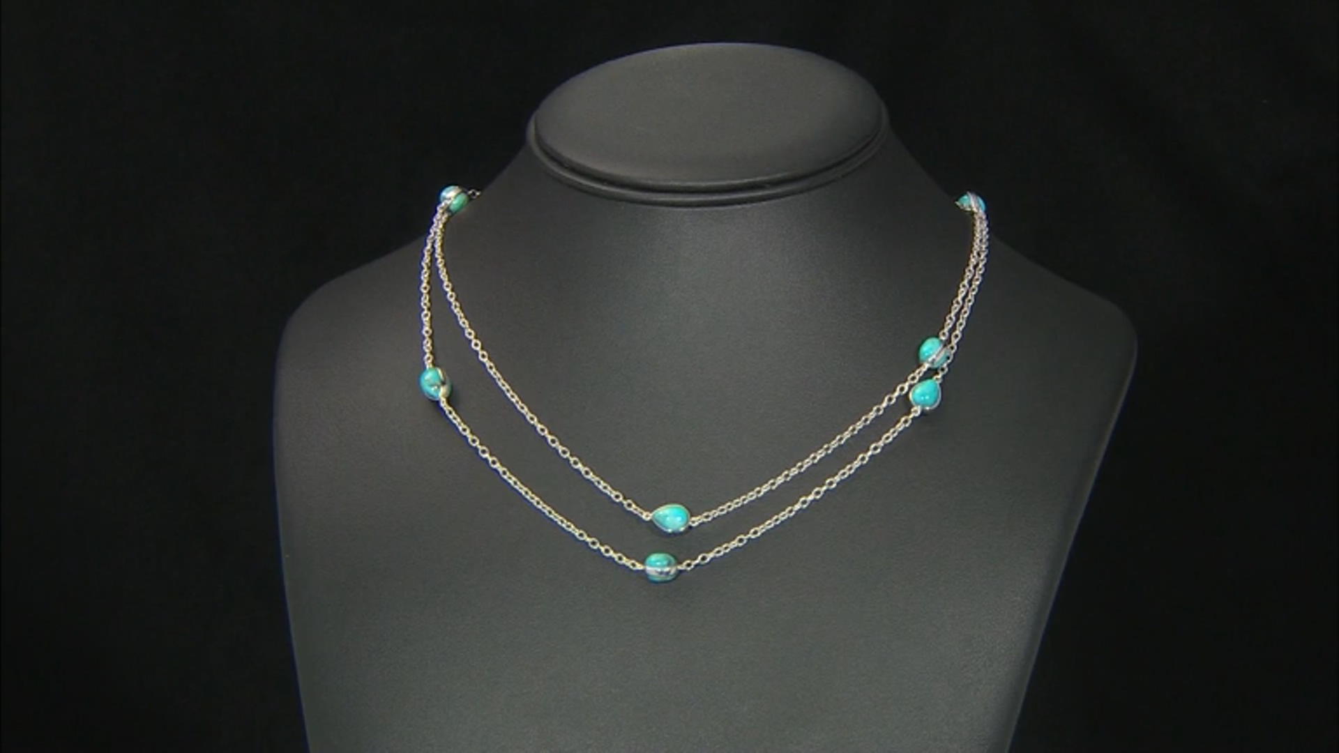 Blue turquoise rhodium over sterling silver necklace Video Thumbnail