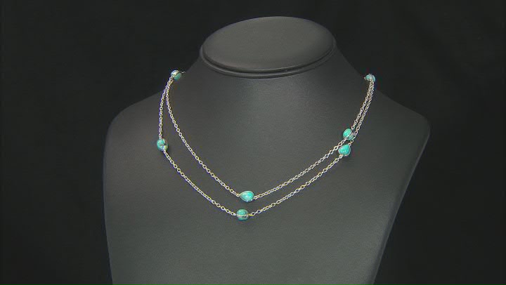 Blue turquoise rhodium over sterling silver necklace Video Thumbnail
