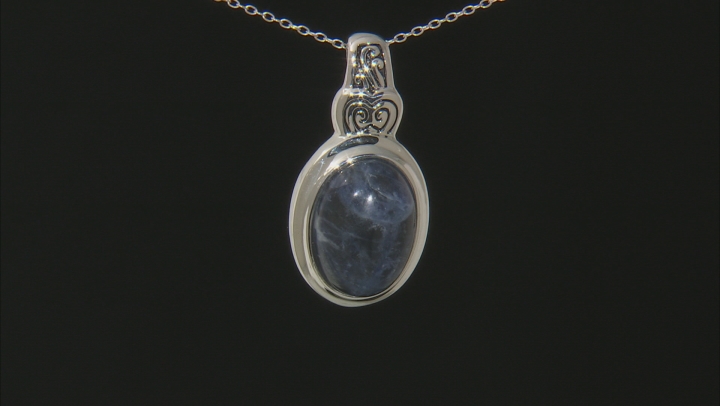 Blue Sodalite Silver Slide With Chain