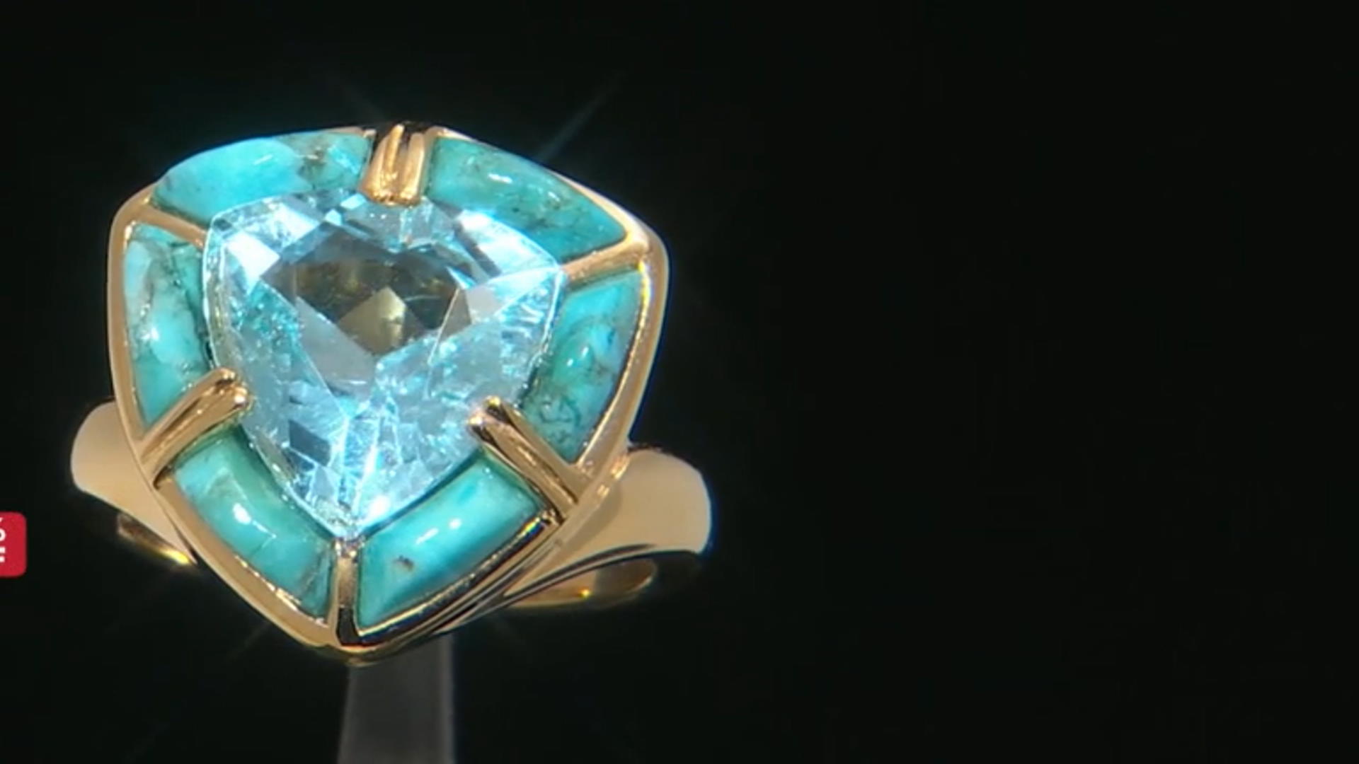 Sky blue topaz 18k yellow gold over silver ring 5.70ct Video Thumbnail