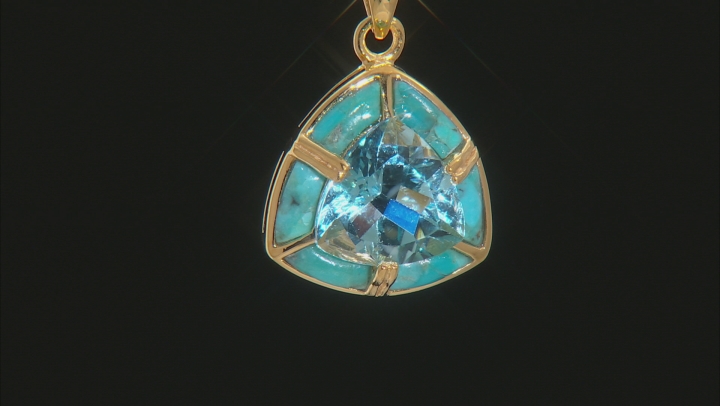 Sky Blue Topaz 18k Yellow Gold Over Silver Pendant with Chain 5.70ct Video Thumbnail