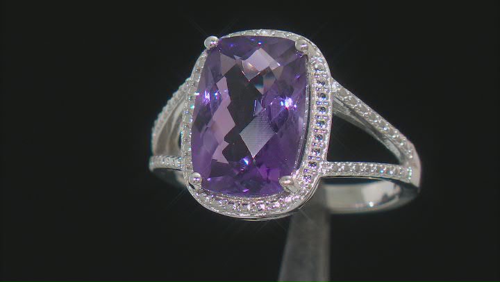 Purple amethyst rhodium over silver ring 4.51ctw Video Thumbnail
