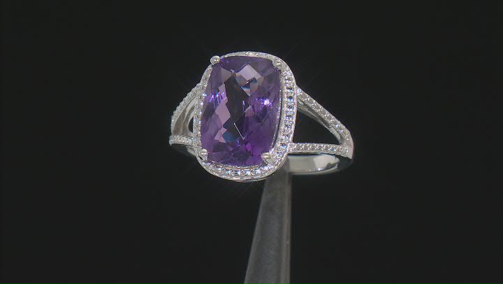 Purple amethyst rhodium over silver ring 4.51ctw Video Thumbnail