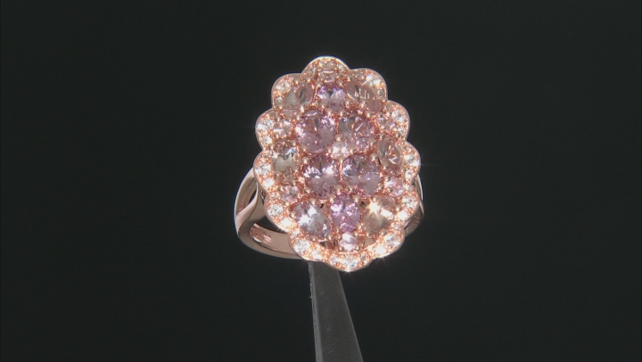 Pink Color Shift Garnet 18k Rose Gold Over Sterling Silver Ring 4.35ctw Video Thumbnail