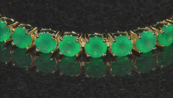 Green onyx 18k yellow gold over sterling silver bracelet Video Thumbnail