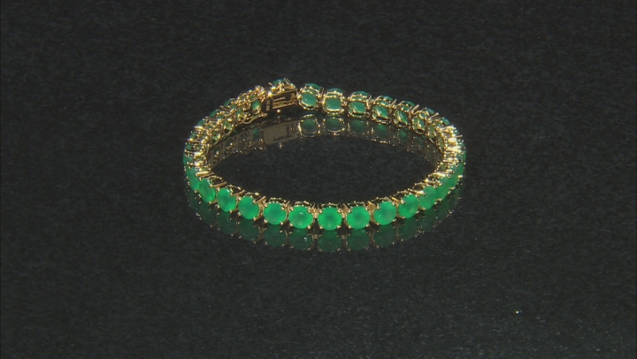 Green onyx 18k yellow gold over sterling silver bracelet Video Thumbnail