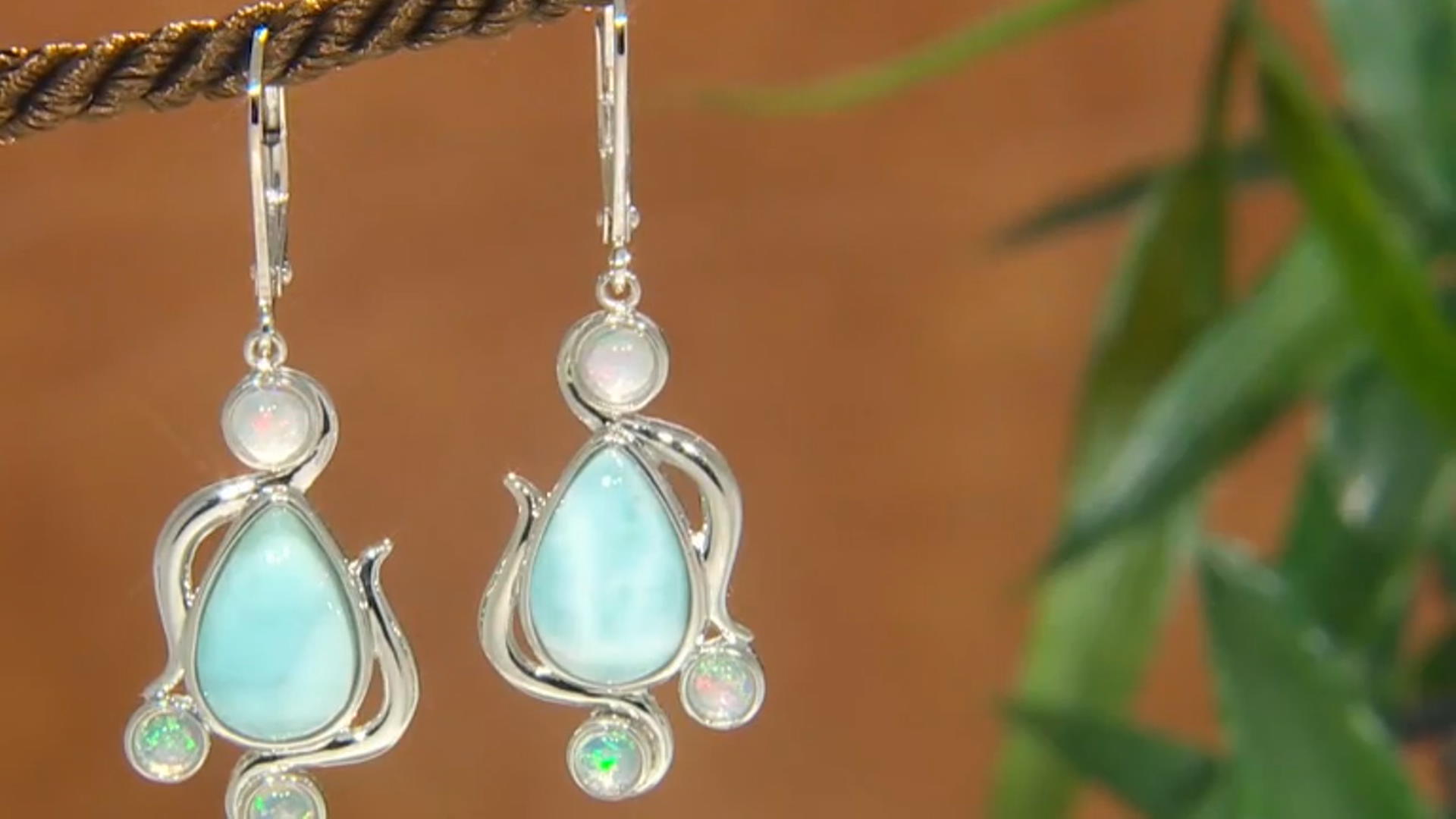 Larimar & Ethiopian Opal Rhodium Over Silver Earrings Video Thumbnail