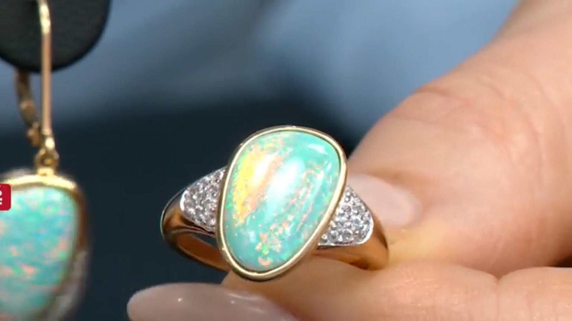 Green Lab Created Opal & White Zircon 18K Yellow Gold Over Silver Ring 0.23ctw Video Thumbnail