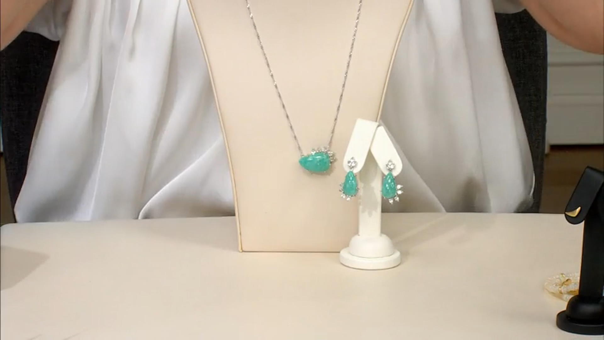 Blue Amazonite Rhodium Over Sterling Silver Necklace 0.81ctw Video Thumbnail