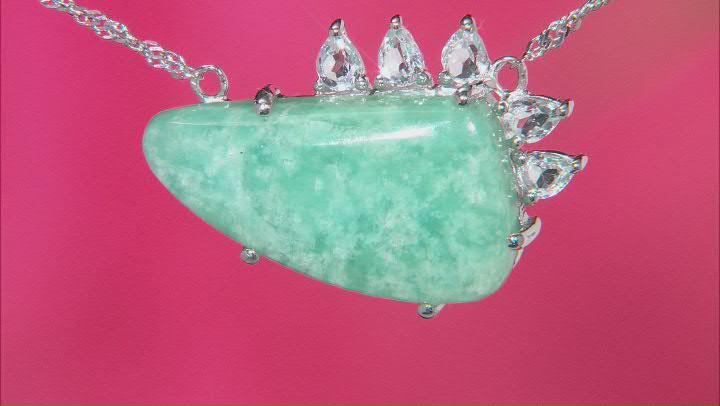 Blue Amazonite Rhodium Over Sterling Silver Necklace 0.81ctw Video Thumbnail