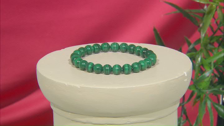 Green Malachite Beaded Stretch Bracelet Video Thumbnail
