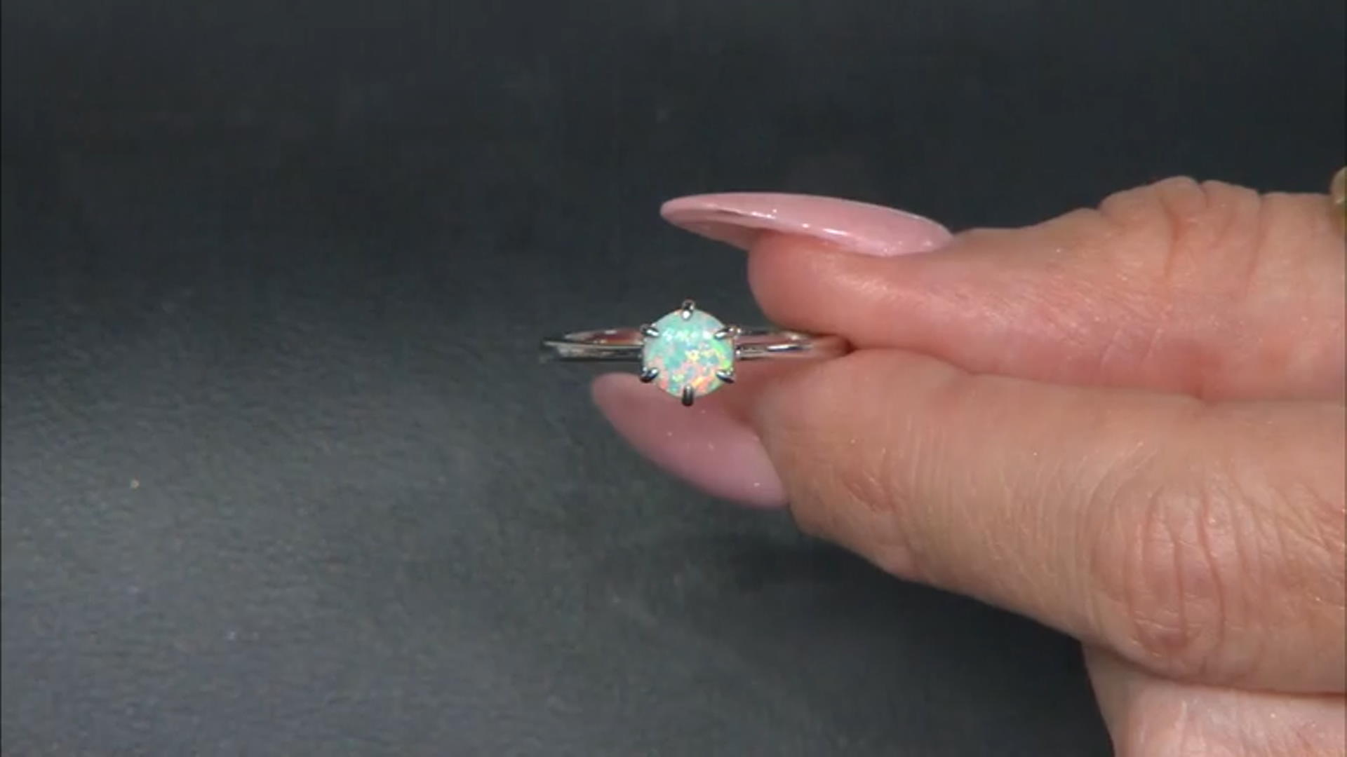 Multicolor Lab Created Opal Rhodium Over Sterling Silver Set of 3 Rings Video Thumbnail