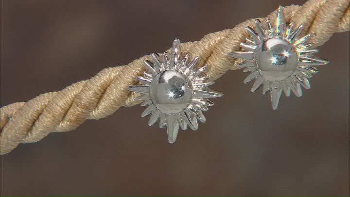 Rhodium Over Sterling Silver Sun Stud Earrings Video Thumbnail