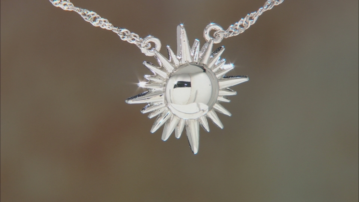 Rhodium Over Sterling Silver Sun Necklace Video Thumbnail