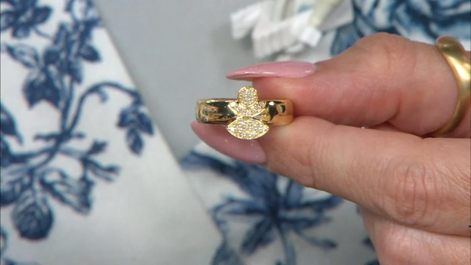 White Argyle Diamond 18k Yellow Gold Over Sterling Silver Ring 0.14ctw Video Thumbnail