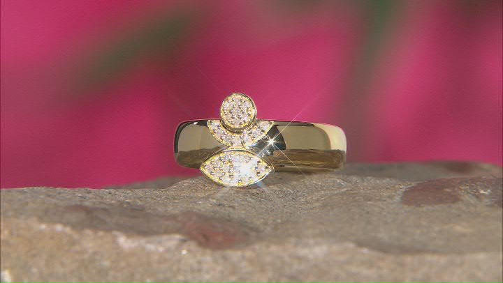 White Argyle Diamond 18k Yellow Gold Over Sterling Silver Ring 0.14ctw Video Thumbnail