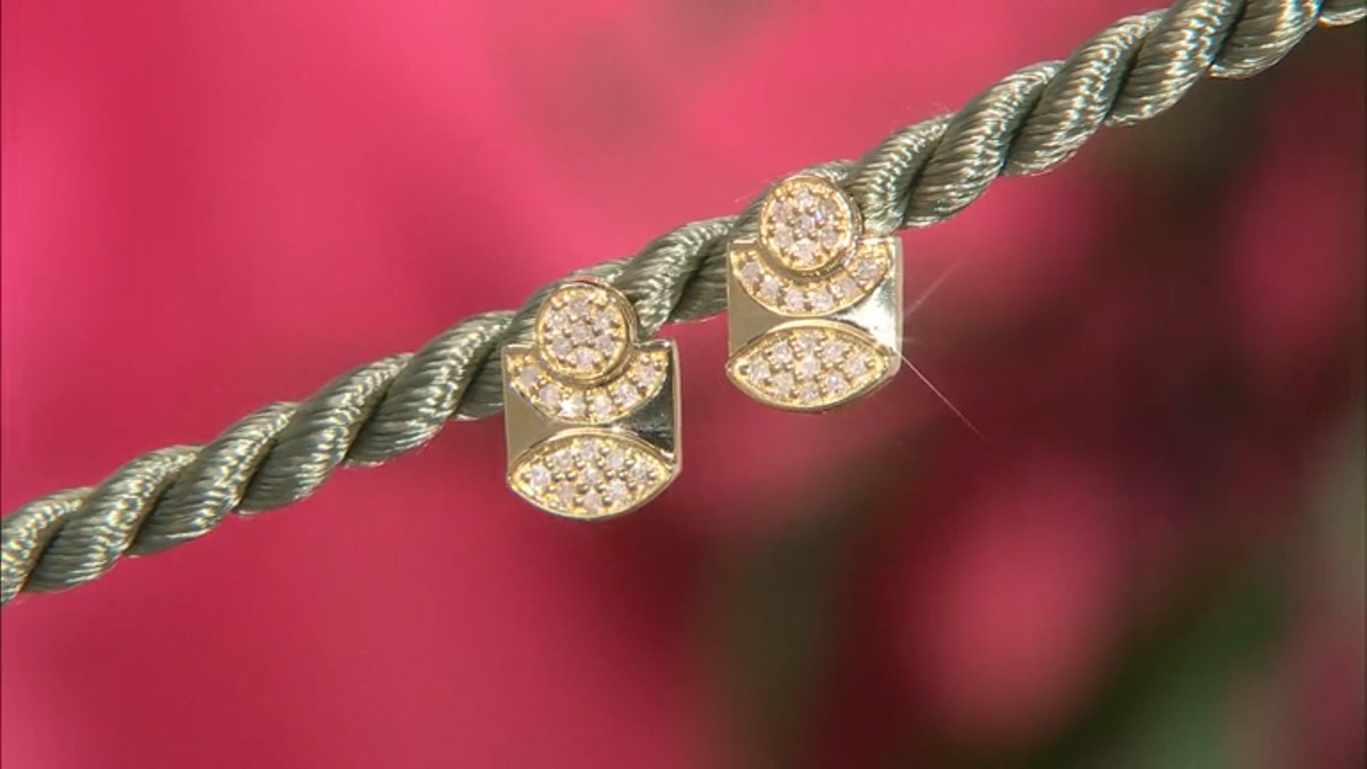 White Argyle Diamond 18k Yellow Gold Over Sterling Silver Earrings 0.22ctw Video Thumbnail