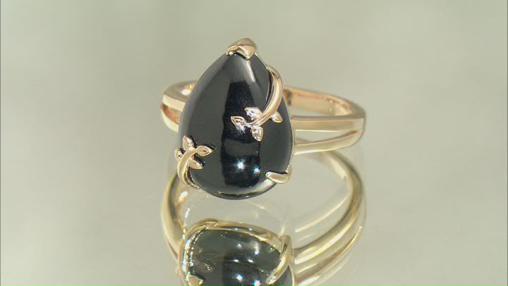 Black Spinel 18k Yellow Gold Over Sterling Silver Ring