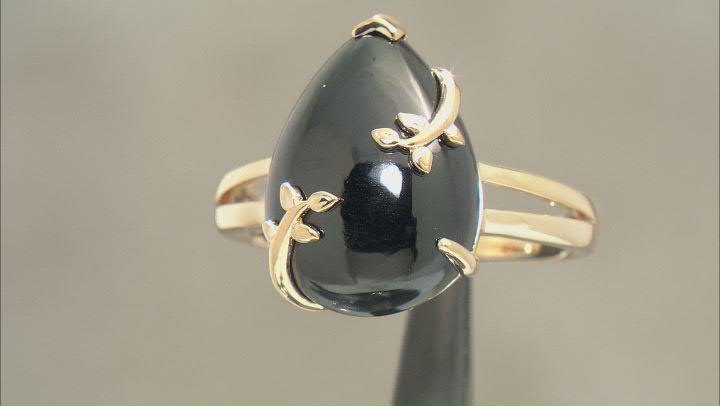Black Spinel 18k Yellow Gold Over Sterling Silver Ring