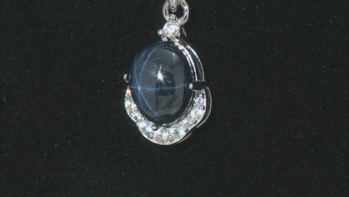 Blue Sapphire Rhodium Over Silver Pendant With Chain 3.76ctw Video Thumbnail