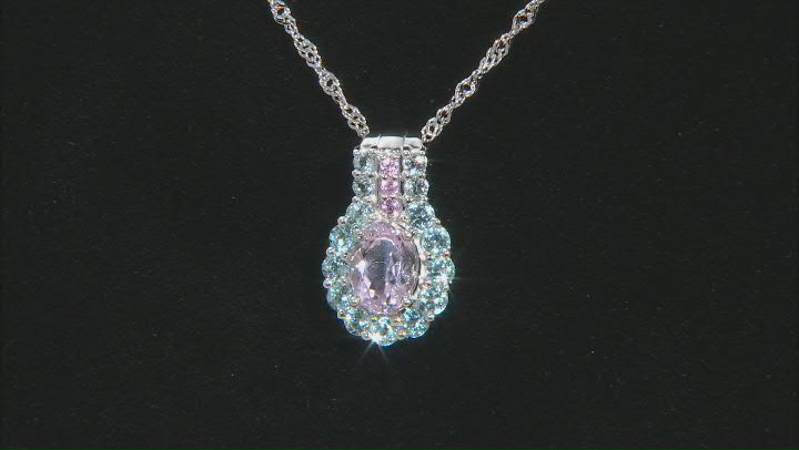 Pink Kunzite Rhodium Over Sterling Silver Pendant With Chain 2.48ctw Video Thumbnail