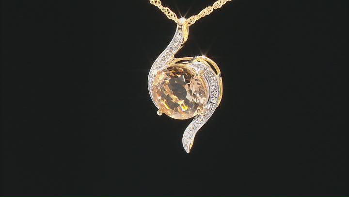 Brown Quartz 18k Yellow Gold Over Silver Pendant With Chain 5.49ctw Video Thumbnail