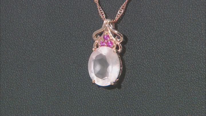 Rose Quartz 18k Rose Gold Over Silver Pendant With Chain 3.77ctw Video Thumbnail