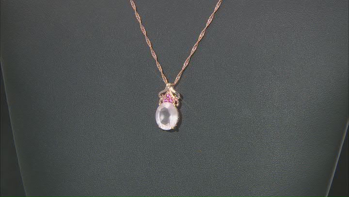 Rose Quartz 18k Rose Gold Over Silver Pendant With Chain 3.77ctw Video Thumbnail