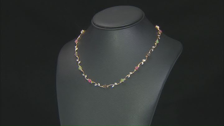 Multi-Color Multi-Gemstone 18k Yellow Gold Over Sterling Silver Necklace 2.61ctw Video Thumbnail