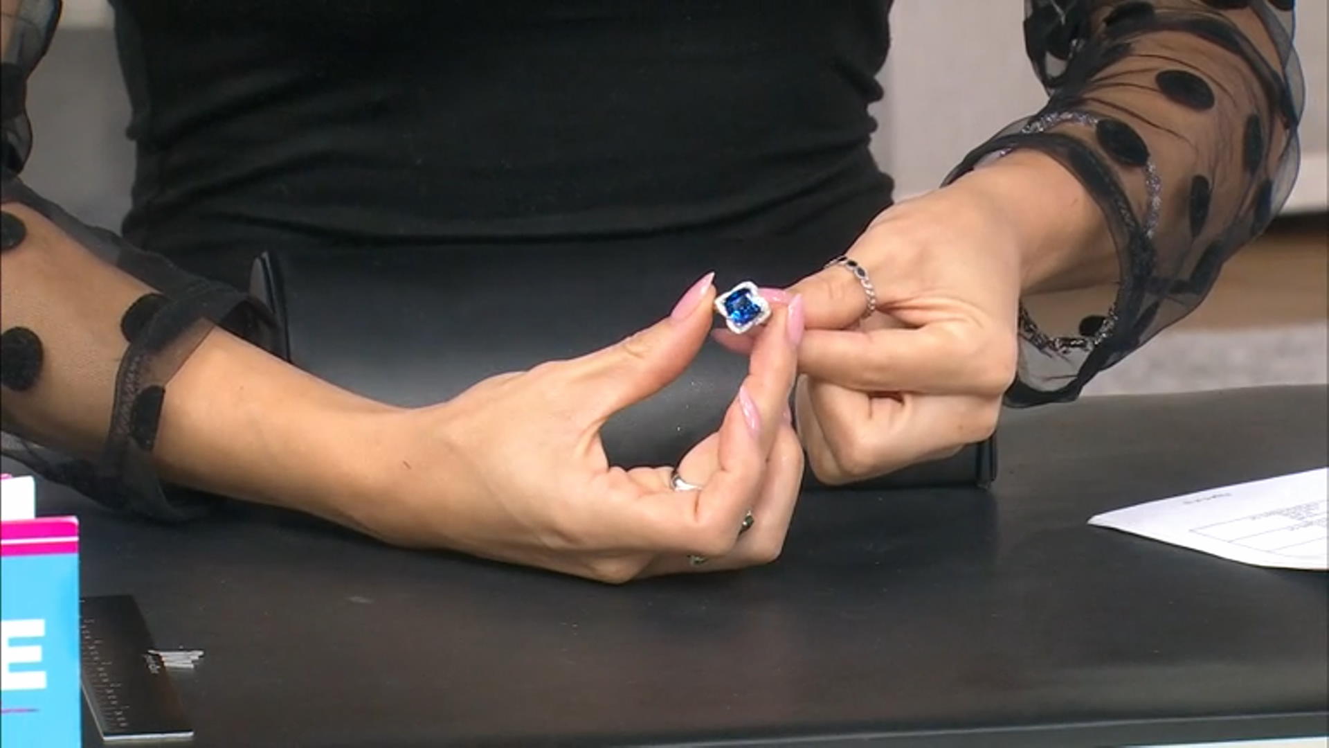 Blue Lab Created Sapphire Rhodium Over Silver Ring 4.62ctw Video Thumbnail