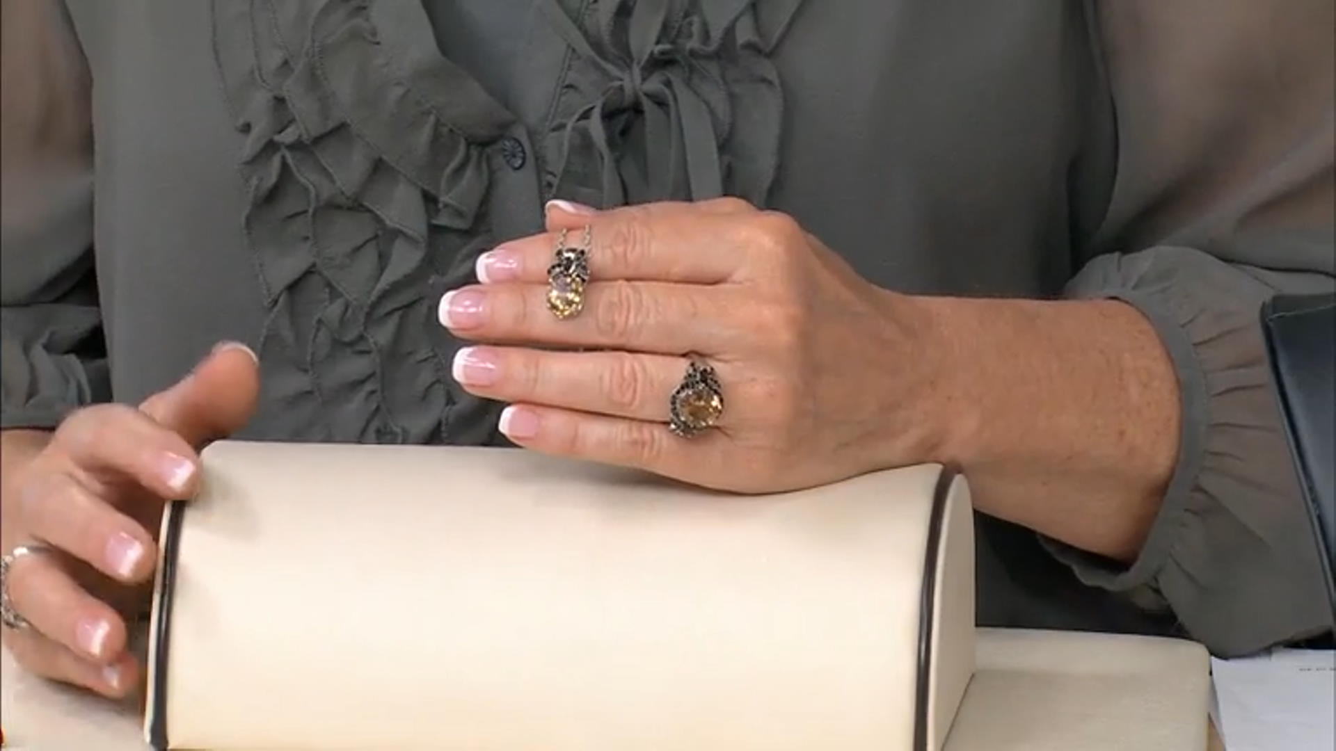 Champagne Quartz Rhodium Over Sterling Silver Ring 4.35ctw Video Thumbnail
