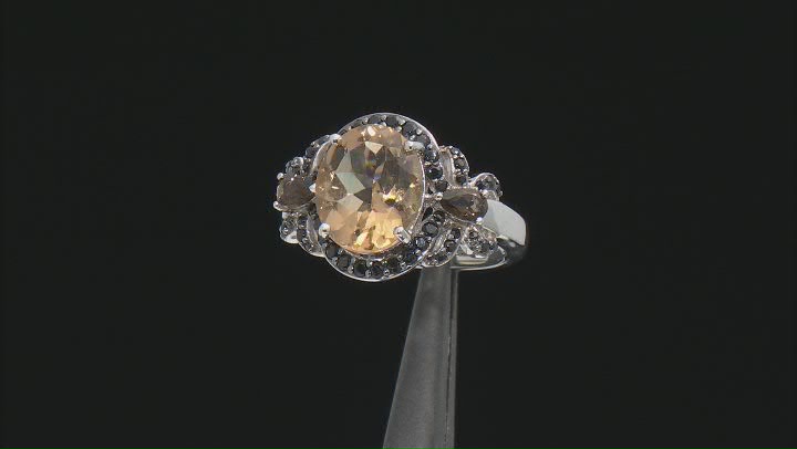 Champagne Quartz Rhodium Over Sterling Silver Ring 4.35ctw Video Thumbnail