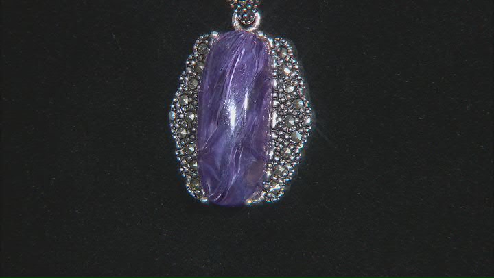Purple Charoite Sterling Silver Pendant With Chain Video Thumbnail