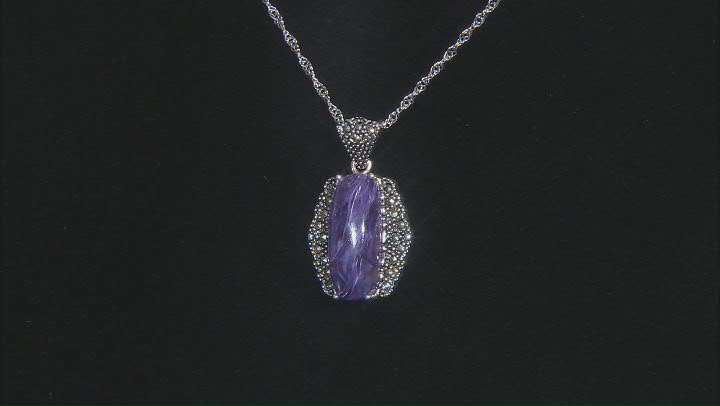 Purple Charoite Sterling Silver Pendant With Chain Video Thumbnail
