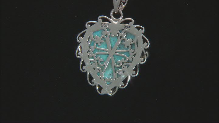 Blue Turquoise Over Sterling Silver Pendant With Chain 0.15ctw