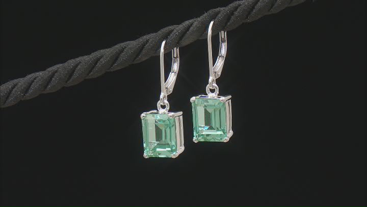 Green Lab Created Spinel Rhodium Over Sterling Silver Earrings. 5.41ctw. Video Thumbnail
