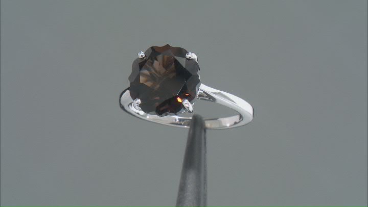 Brown Smoky Quartz Rhodium Over Sterling Silver Solitaire Ring 4.76ct Video Thumbnail