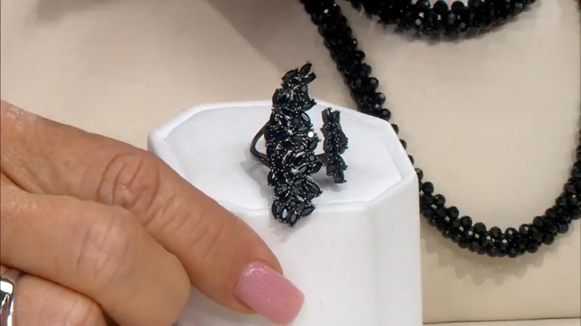 Marquise Black Spinel, Black Rhodium Over Sterling Silver Ring 3.72ctw Video Thumbnail